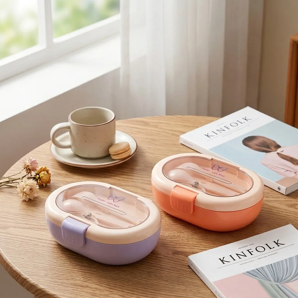 Meal Prep Or Prep Meal - علبة طعام بلاستيكية مع أدوات مائدة،